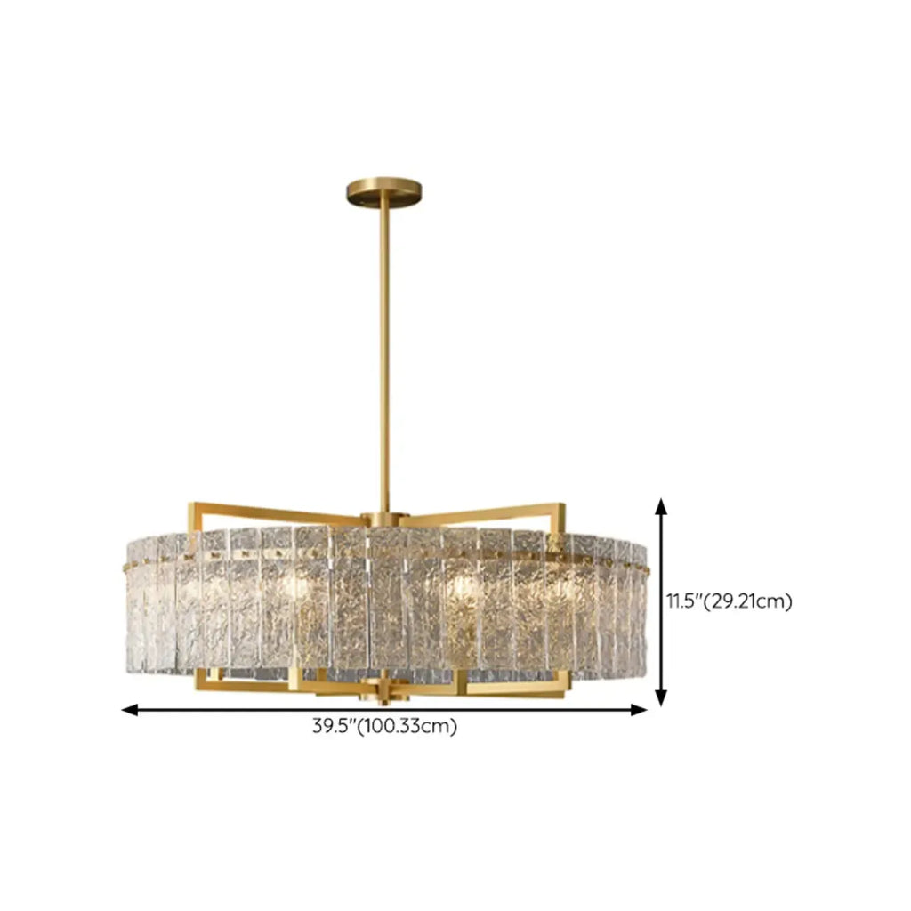 Lustre rond de luxe en cristal avec abat-jour en verre