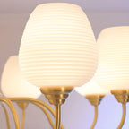 Lustre vintage en laiton doré à 8 lumières, longueur de suspension réglable
