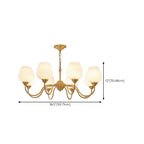 Lustre vintage en laiton doré à 8 lumières, longueur de suspension réglable