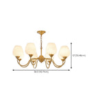 Lustre vintage en laiton doré à 8 lumières, longueur de suspension réglable