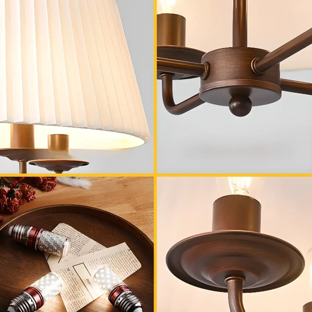 Lustre tambour moderne en tissu avec longueur de suspension réglable