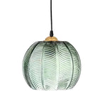 Suspension globe moderne en verre vert inspirée des feuilles