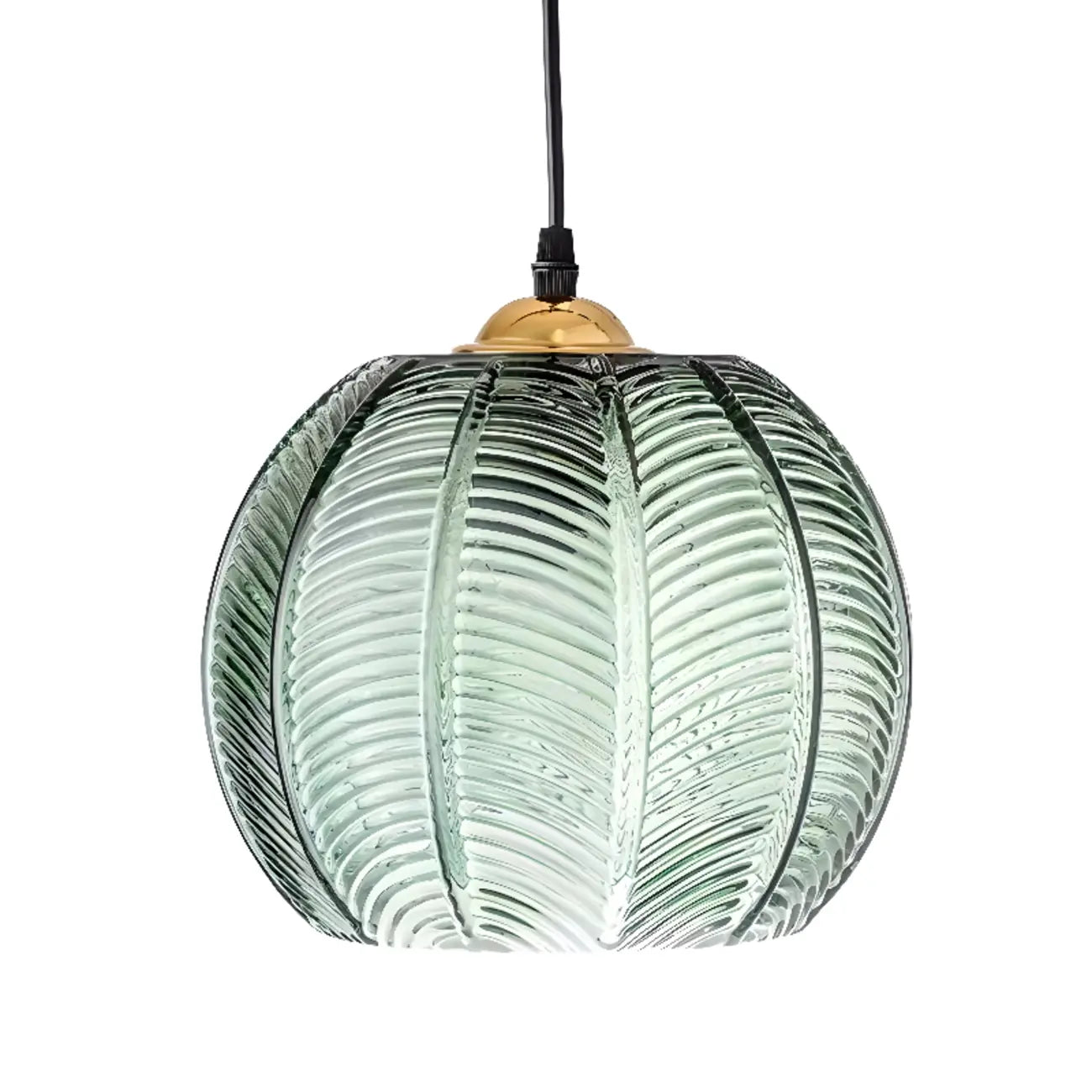 Suspension globe moderne en verre vert inspirée des feuilles
