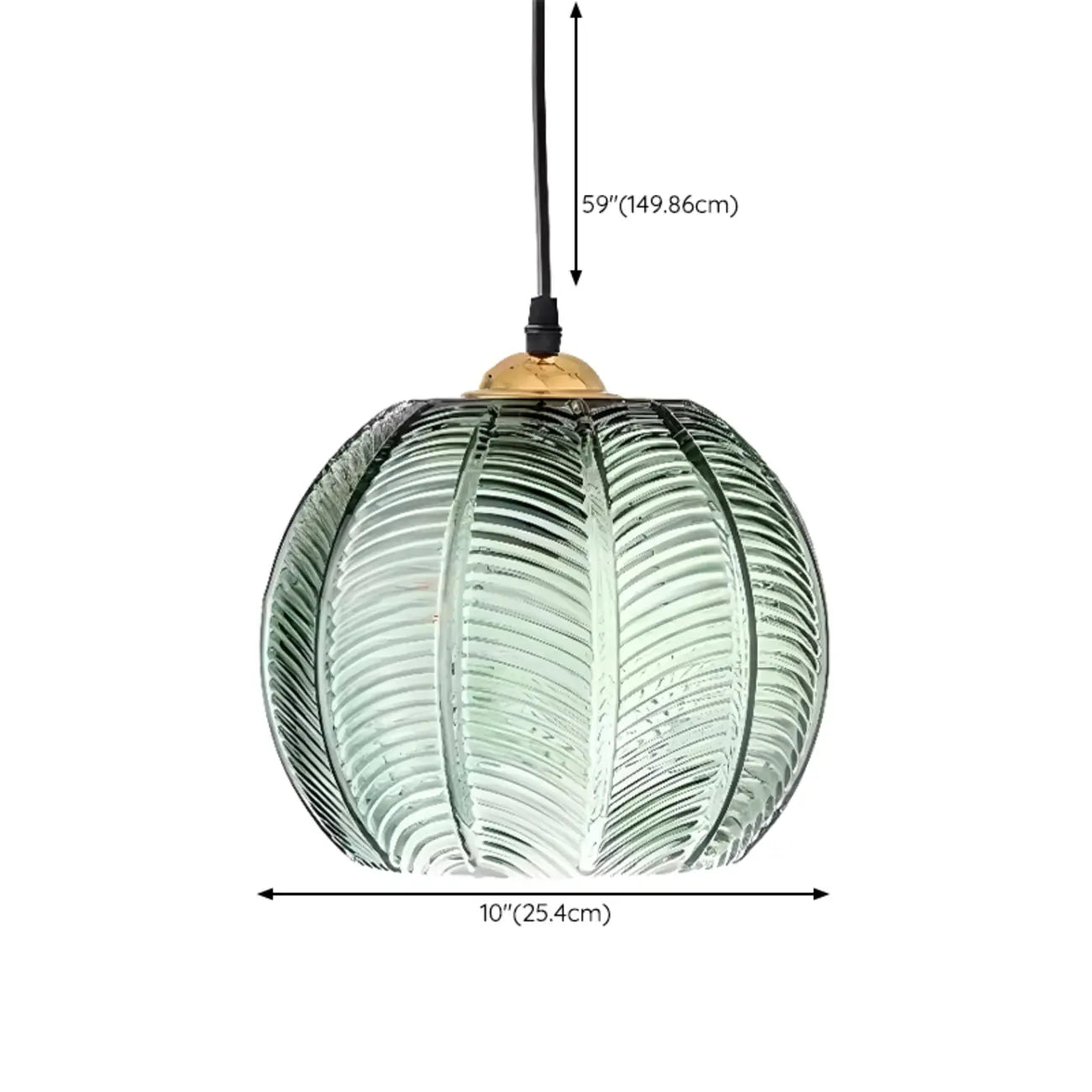 Suspension globe moderne en verre vert inspirée des feuilles