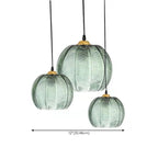 Suspension globe moderne en verre vert inspirée des feuilles
