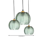 Suspension globe moderne en verre vert inspirée des feuilles