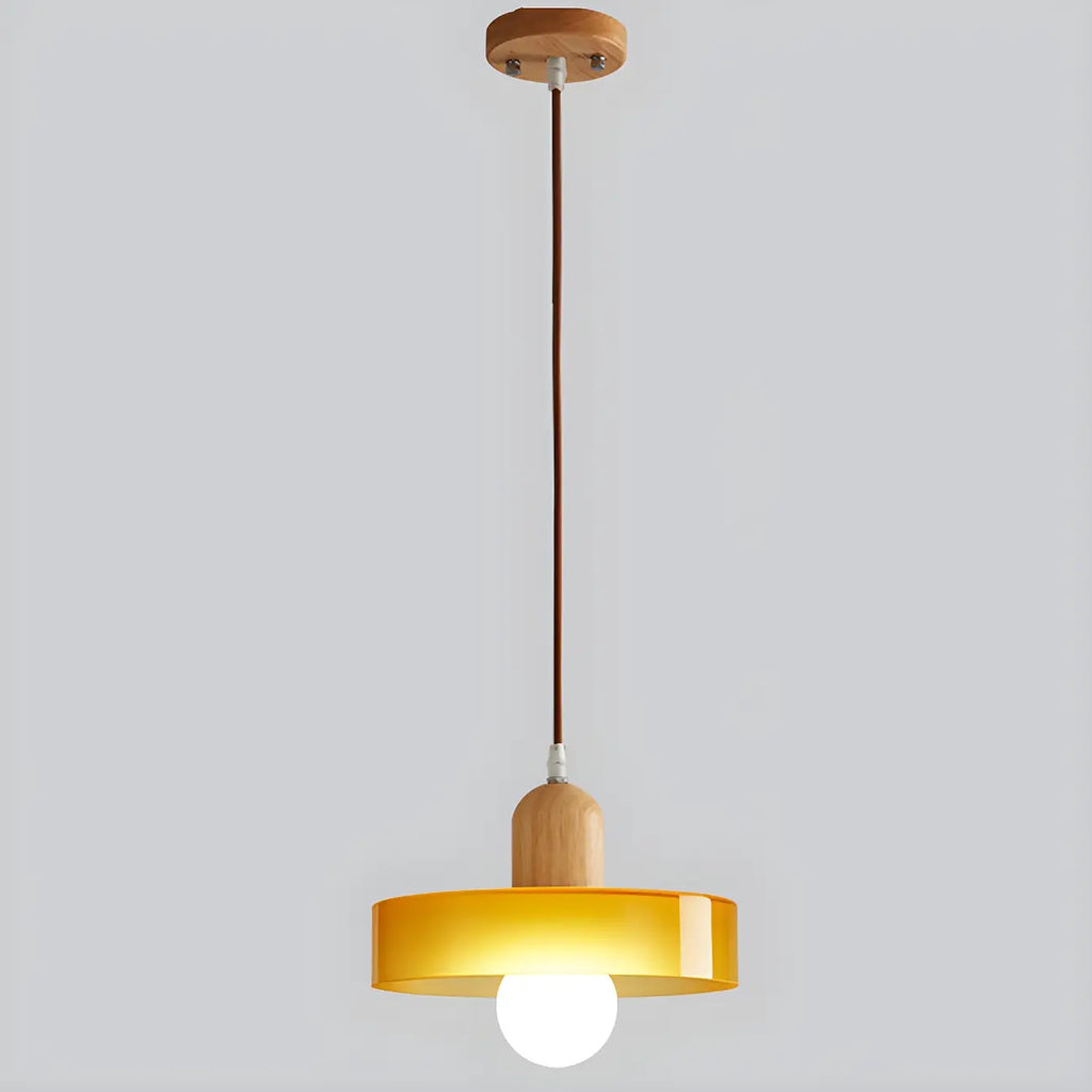Lampe suspendue LED ronde élégante en verre crème pour chevet