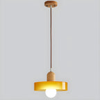 Lampe suspendue LED ronde élégante en verre crème pour chevet