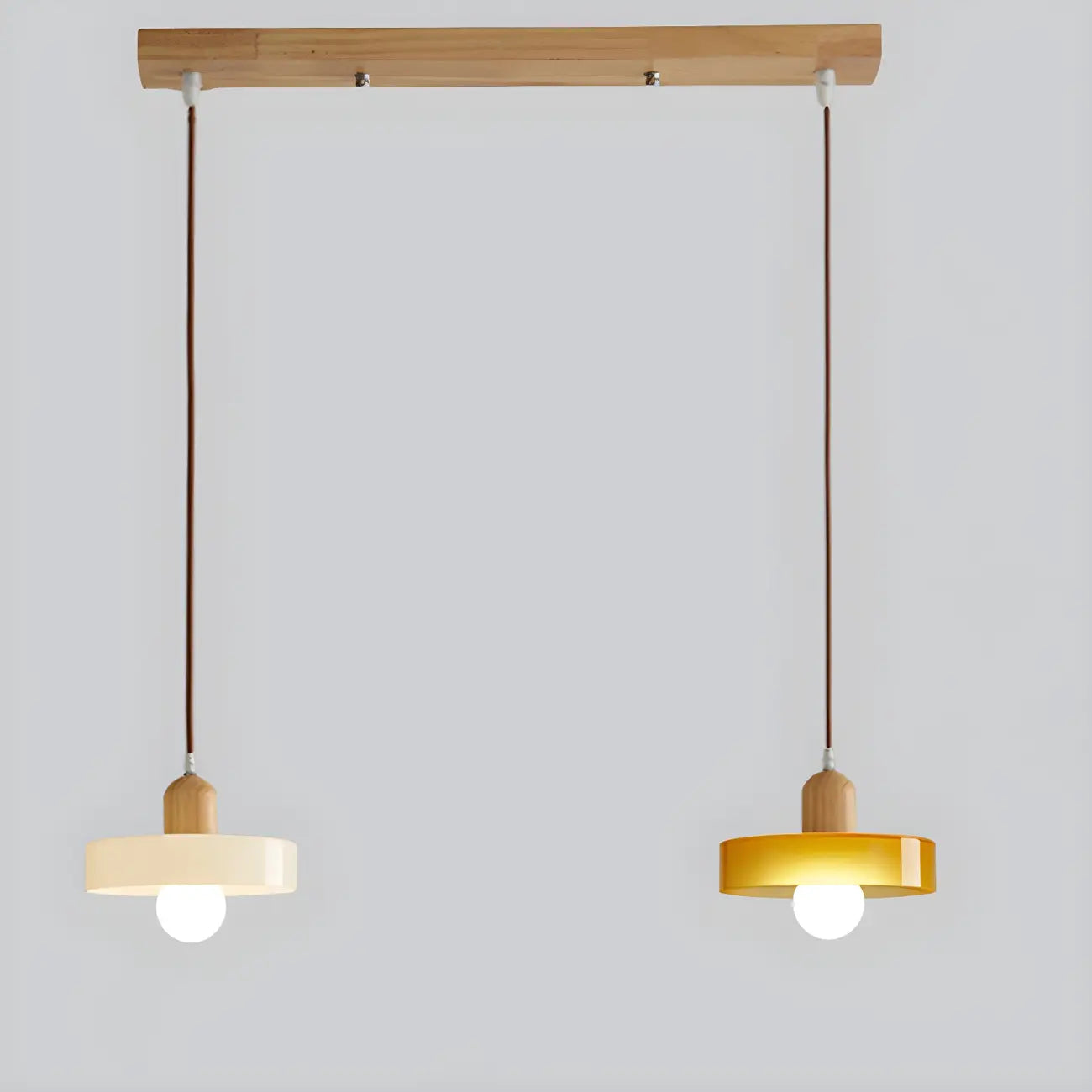 Lampe suspendue LED ronde élégante en verre crème pour chevet