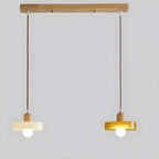 Lampe suspendue LED ronde élégante en verre crème pour chevet