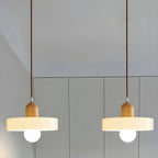 Lampe suspendue LED ronde élégante en verre crème pour chevet