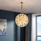 Lustre moderne en cristal avec globe et lumière d'ambiance