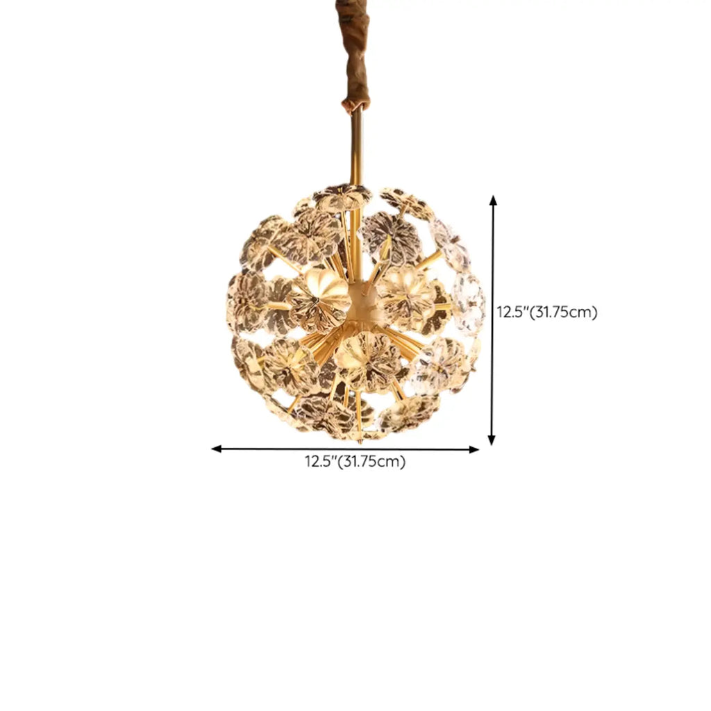 Lustre moderne en cristal avec globe et lumière d'ambiance
