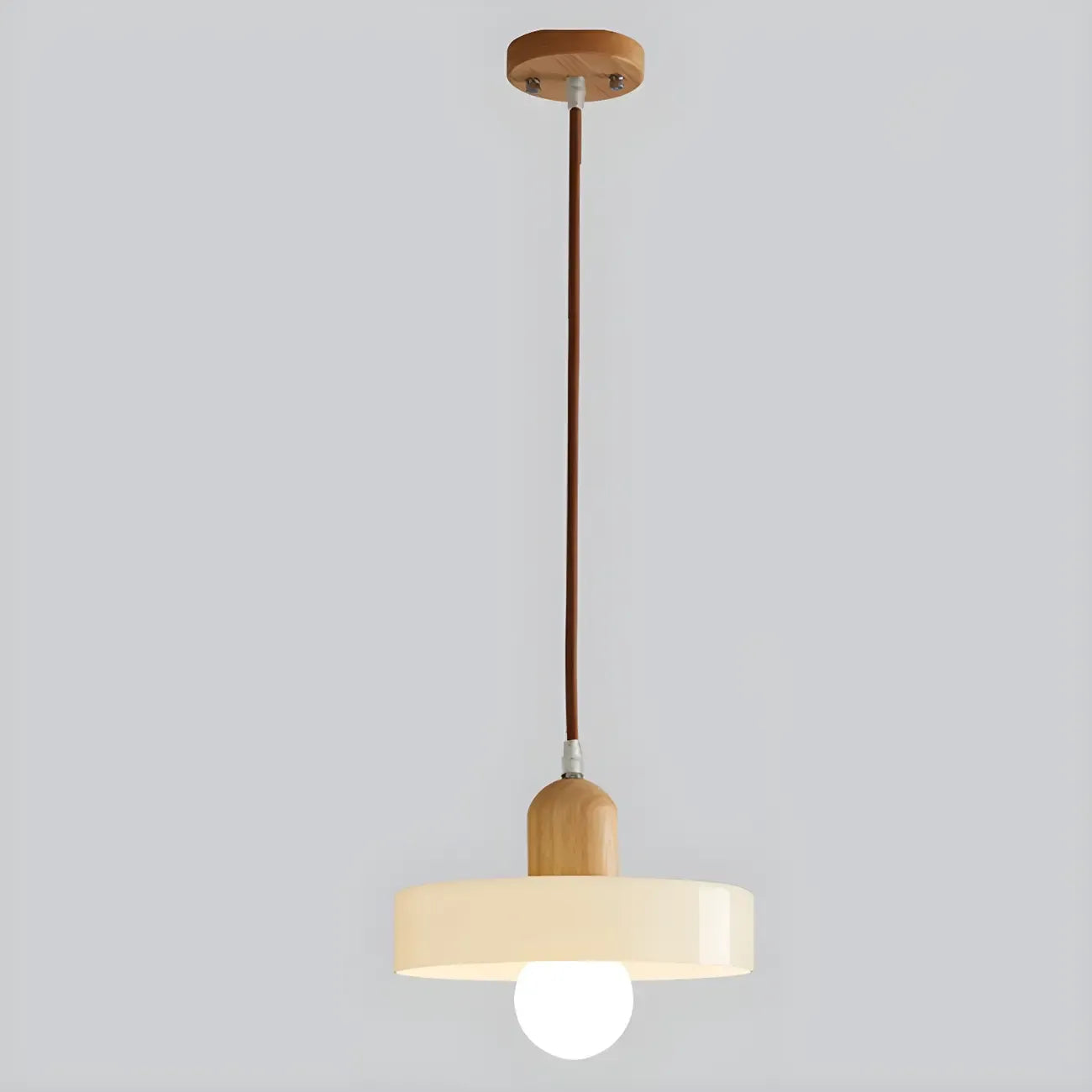 Lampe suspendue LED ronde élégante en verre crème pour chevet