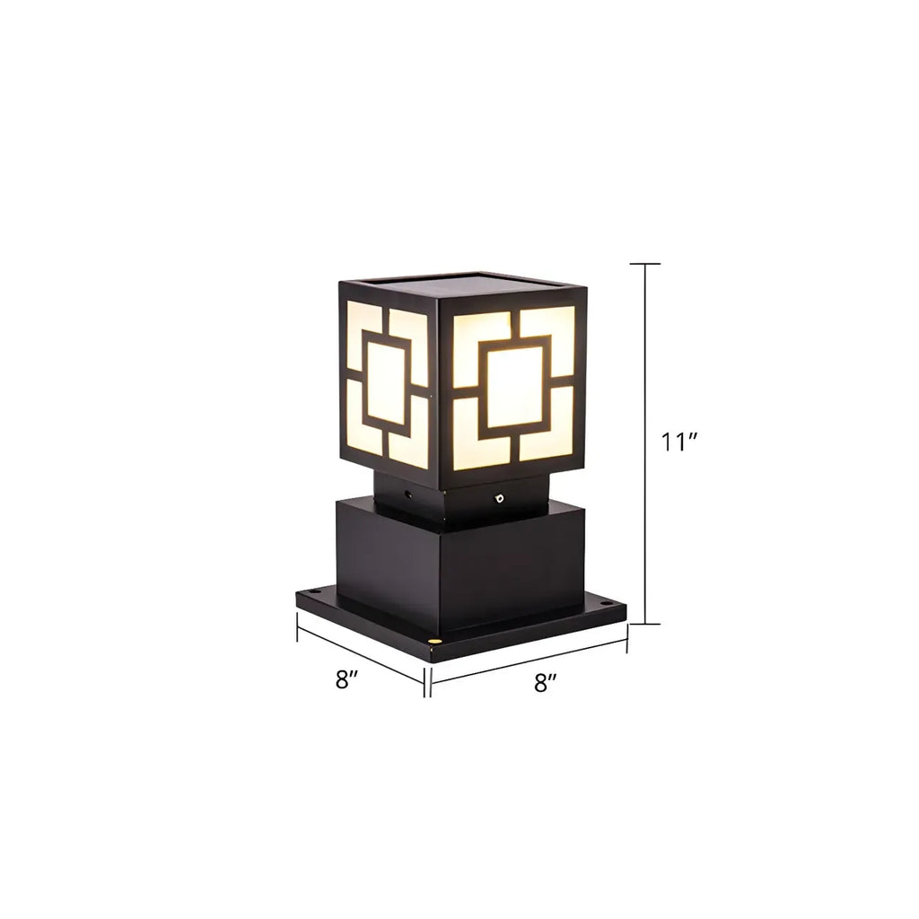 Borne d'éclairage extérieur classique à LED solaires noires pour allée paysagère