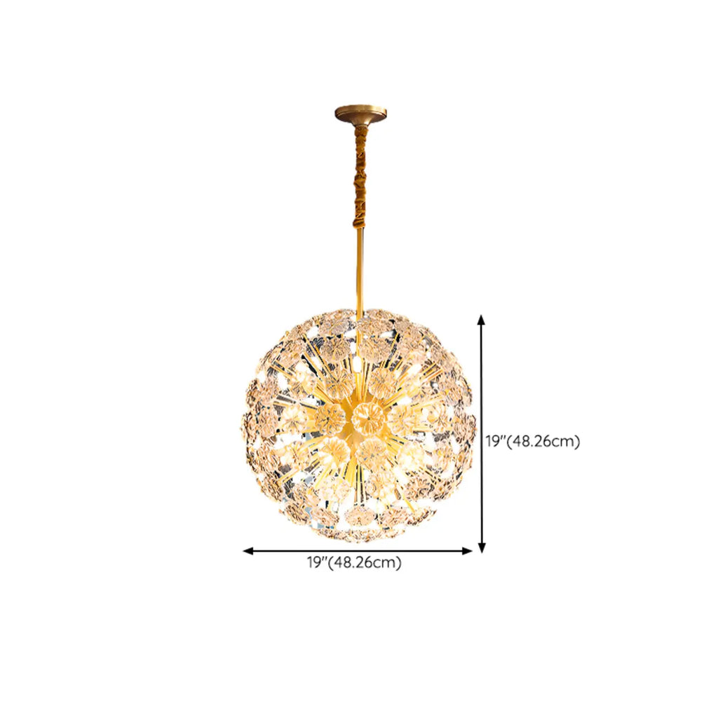 Lustre moderne en cristal avec globe et lumière d'ambiance