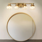 Appliques de salle de bain classiques en laiton avec abat-jour sphérique transparent