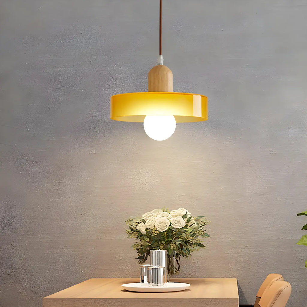 Lampe suspendue LED ronde élégante en verre crème pour chevet