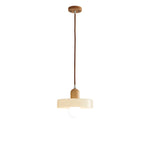 Lampe suspendue LED ronde élégante en verre crème pour chevet