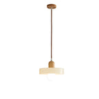 Lampe suspendue LED ronde élégante en verre crème pour chevet