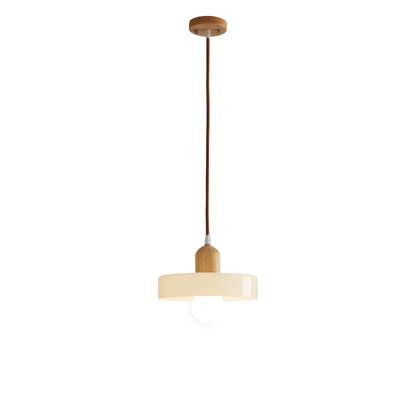 Lampe suspendue LED ronde élégante en verre crème pour chevet