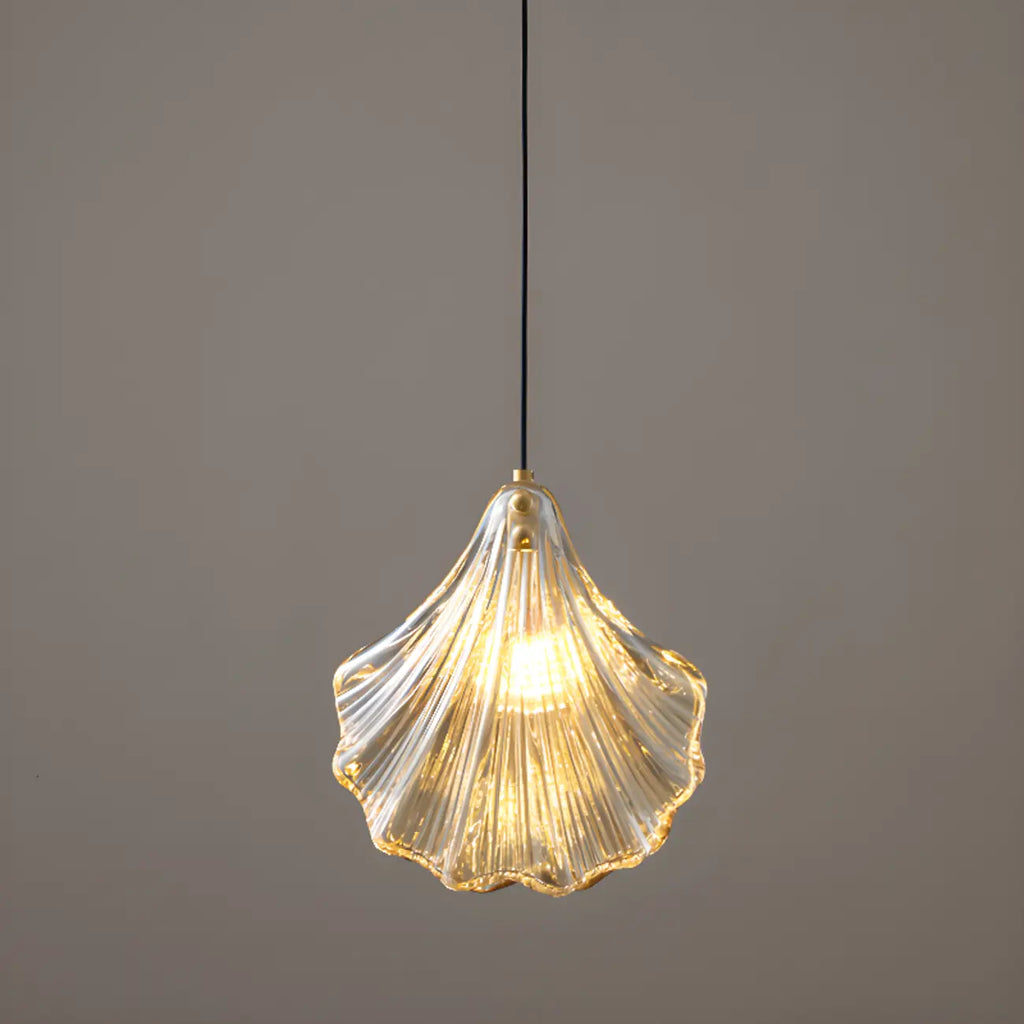 Suspension LED en verre transparent Ginkgo artistique pour salon