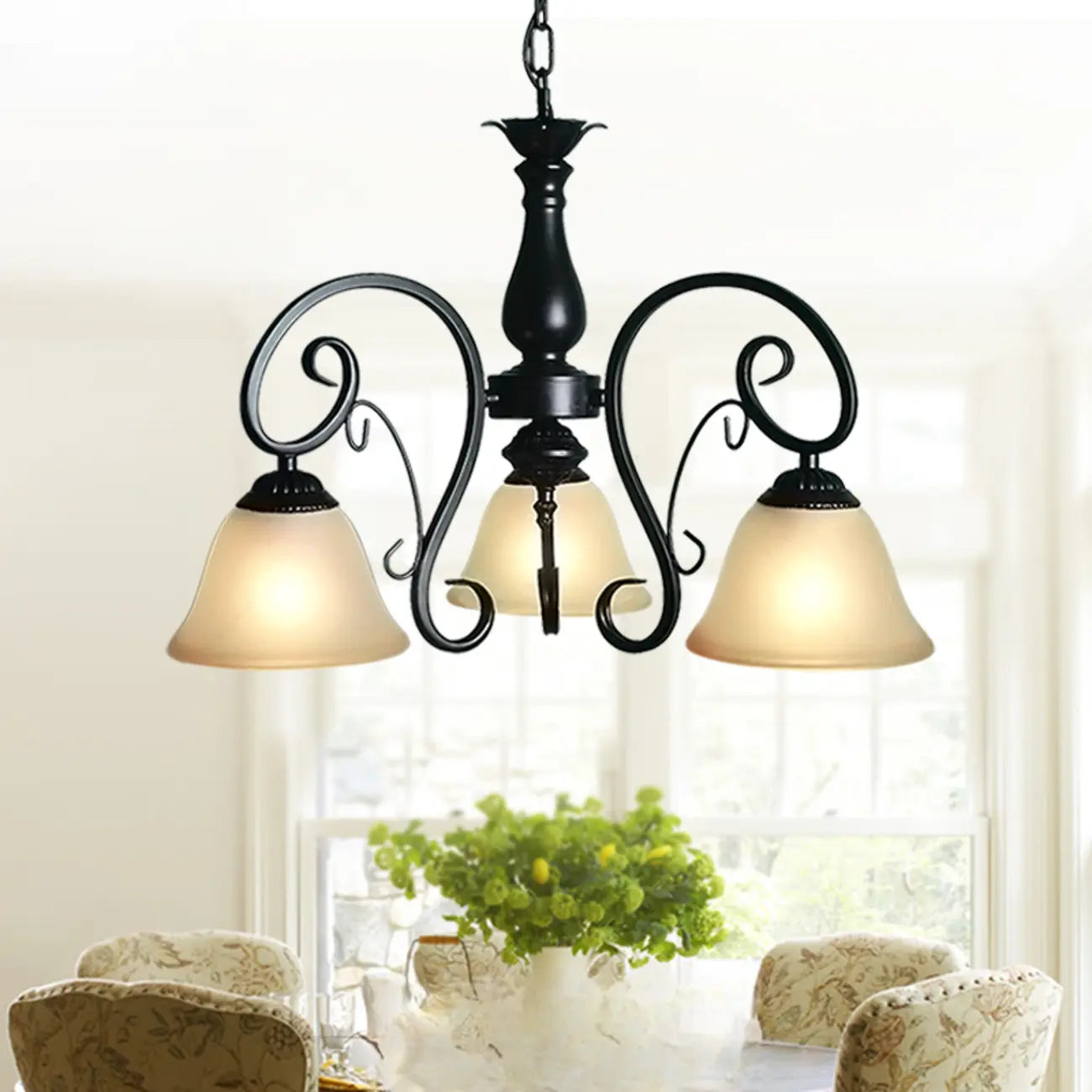 Lustre suspendu vintage en métal noir Bell