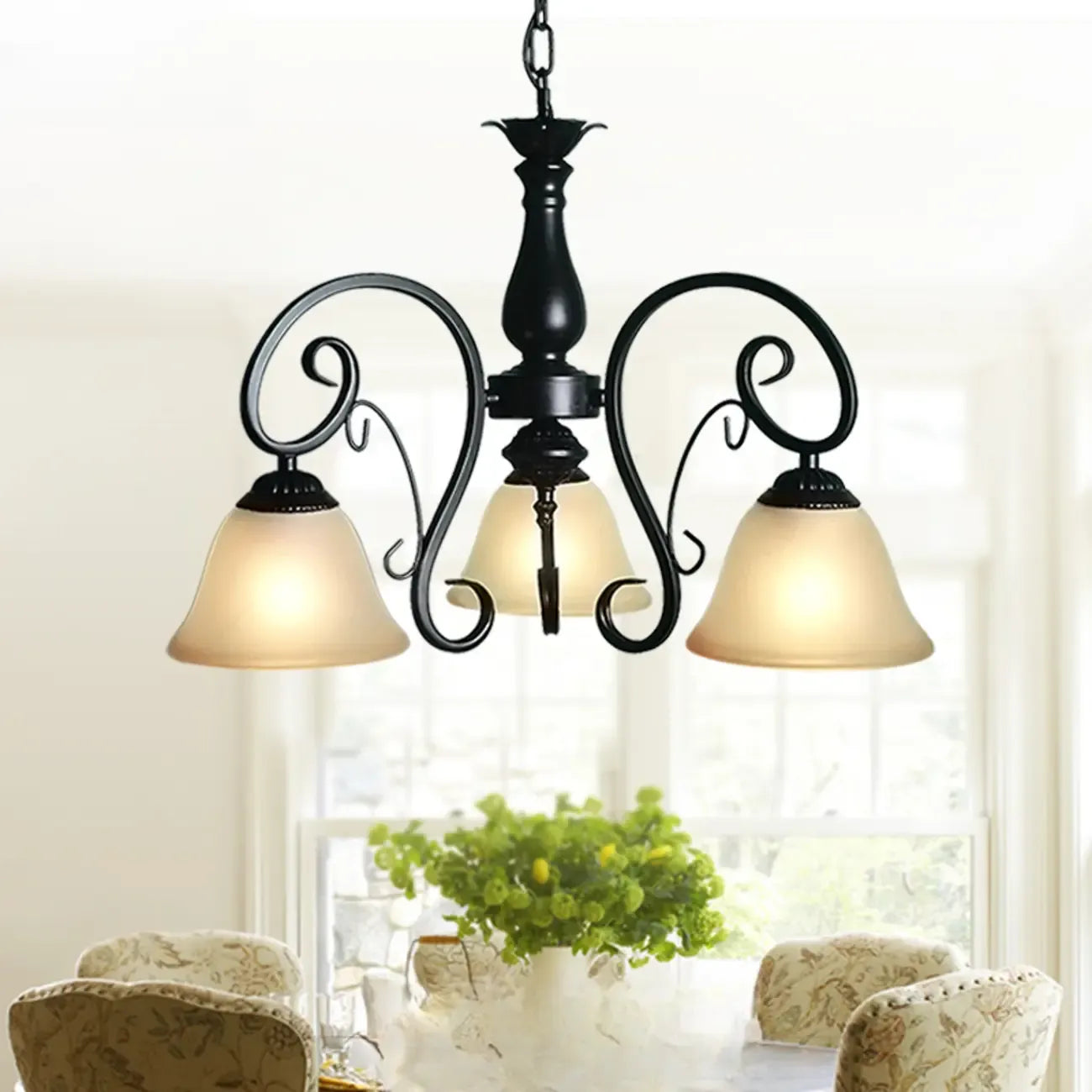 Lustre suspendu vintage en métal noir Bell