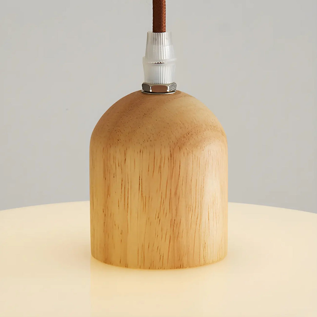 Lampe suspendue LED ronde élégante en verre crème pour chevet