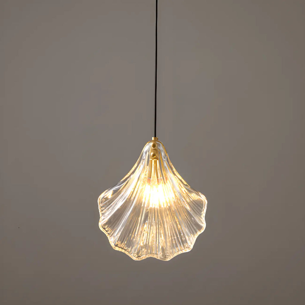 Suspension LED en verre transparent Ginkgo artistique pour salon