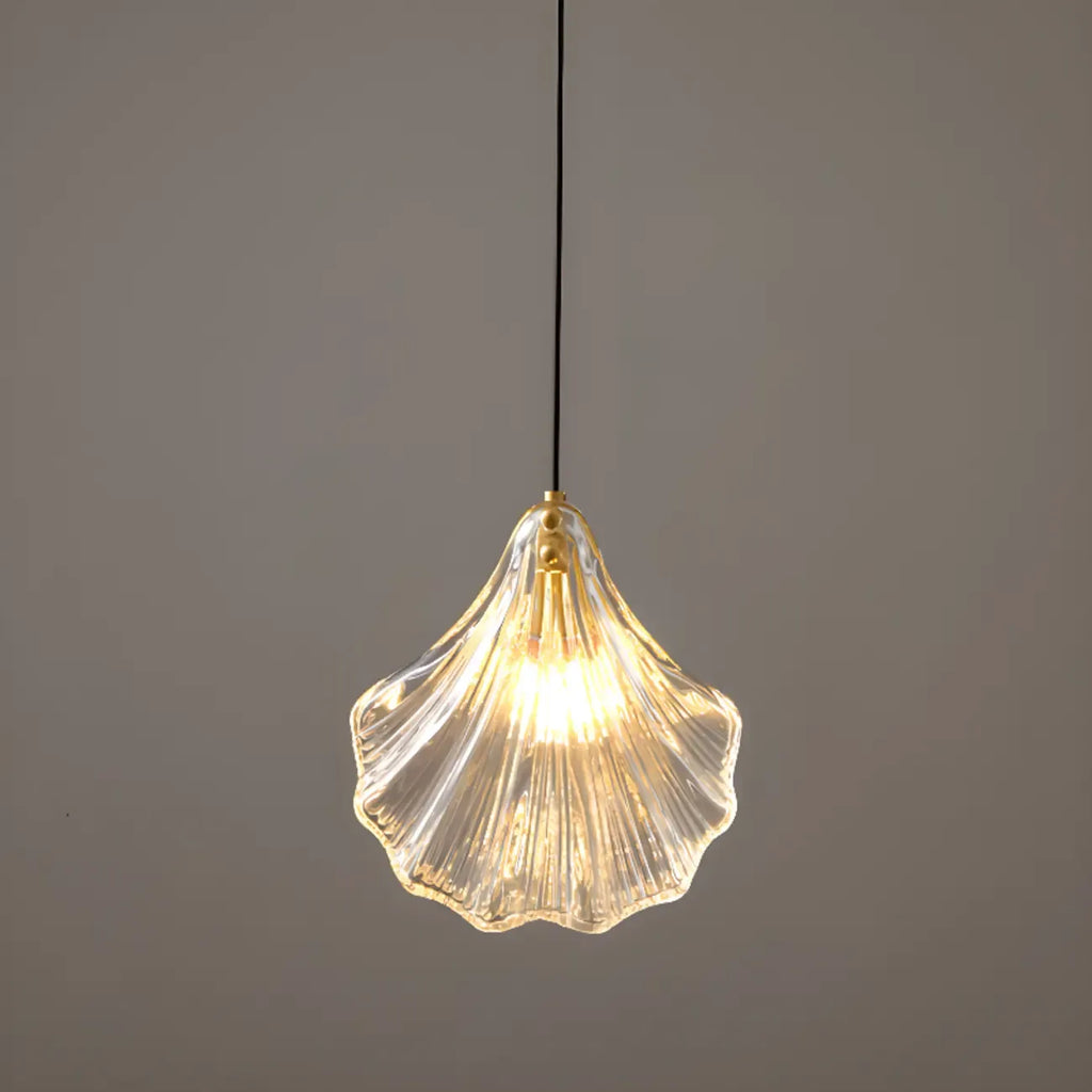 Suspension LED en verre transparent Ginkgo artistique pour salon
