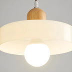 Lampe suspendue LED ronde élégante en verre crème pour chevet