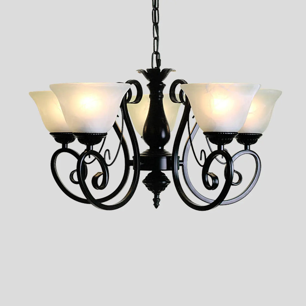 Lustre suspendu vintage en métal noir Bell