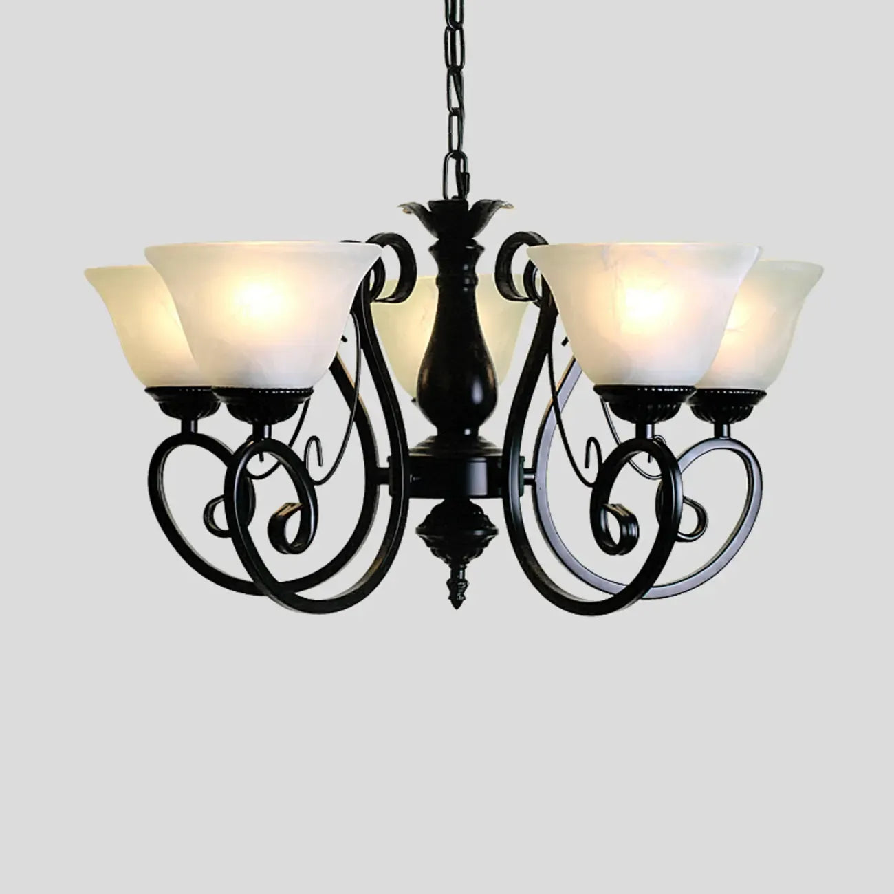 Lustre suspendu vintage en métal noir Bell