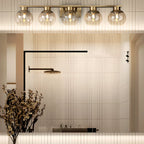 Appliques de salle de bain classiques en laiton avec abat-jour sphérique transparent