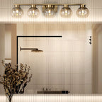 Appliques de salle de bain classiques en laiton avec abat-jour sphérique transparent