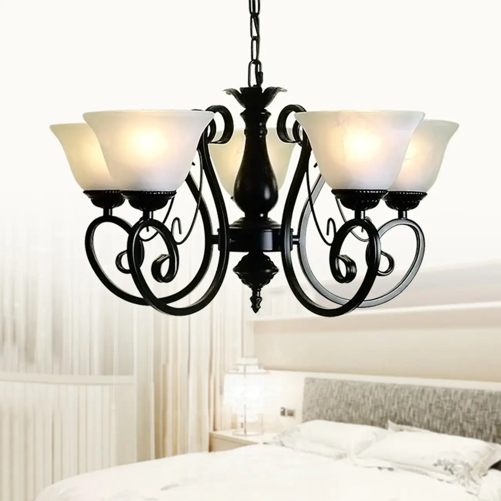 Lustre suspendu vintage en métal noir Bell