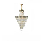 Lustre luxueux en cristal doré à long cascade