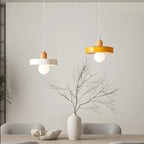 Lampe suspendue LED ronde élégante en verre crème pour chevet