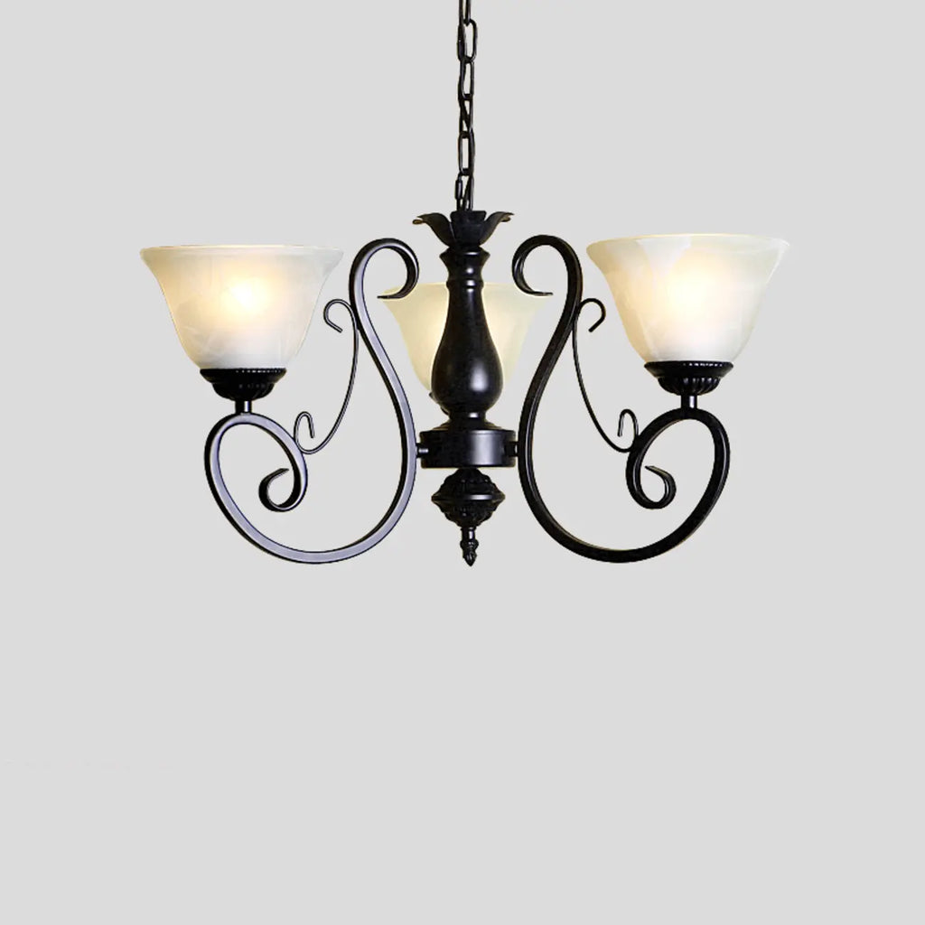 Lustre suspendu vintage en métal noir Bell