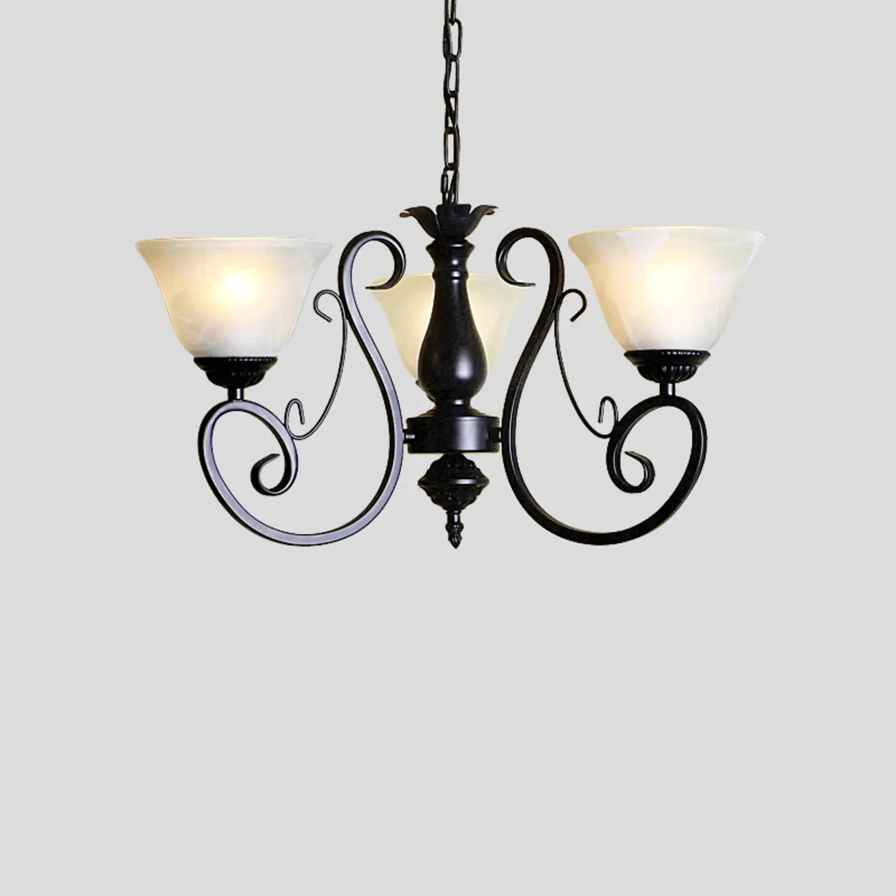 Lustre suspendu vintage en métal noir Bell