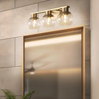 Appliques de salle de bain classiques en laiton avec abat-jour sphérique transparent