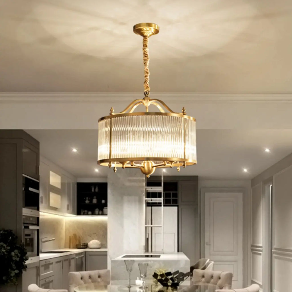 Lustre rond moderne à 3 lumières en cristal, hauteur réglable