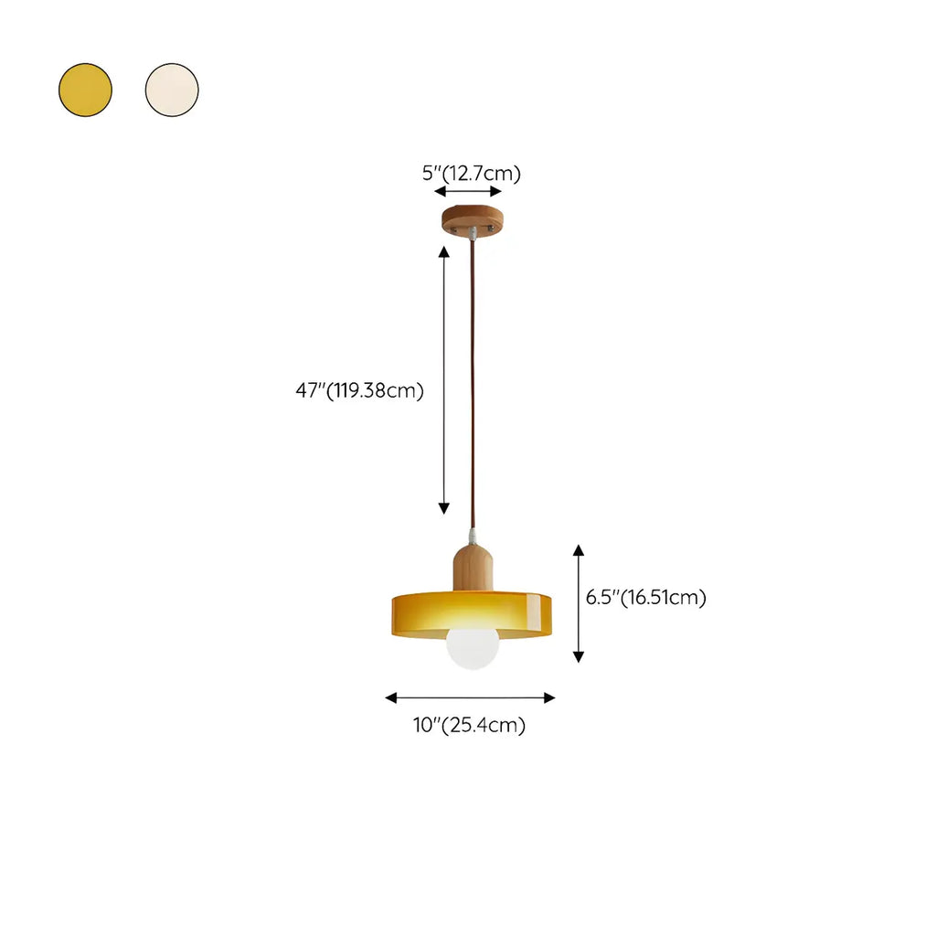 Lampe suspendue LED ronde élégante en verre crème pour chevet
