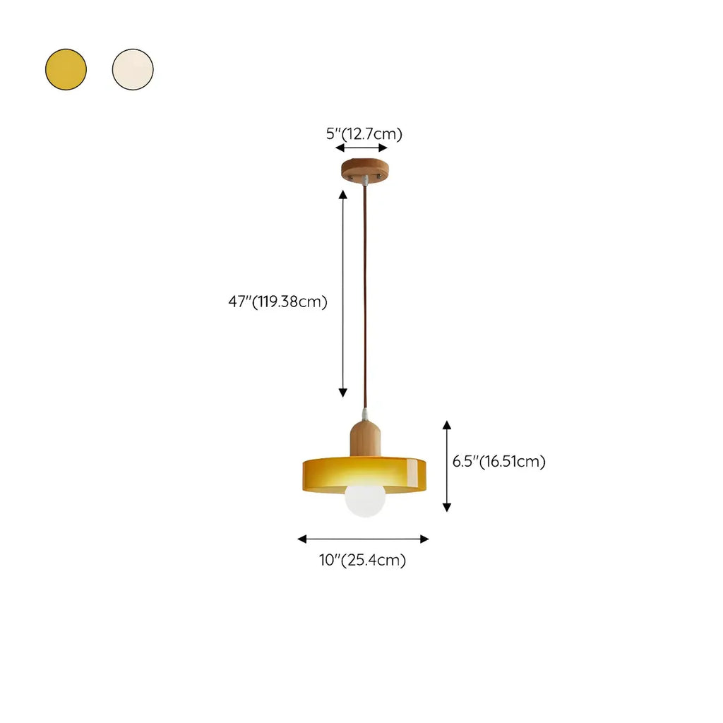 Lampe suspendue LED ronde élégante en verre crème pour chevet