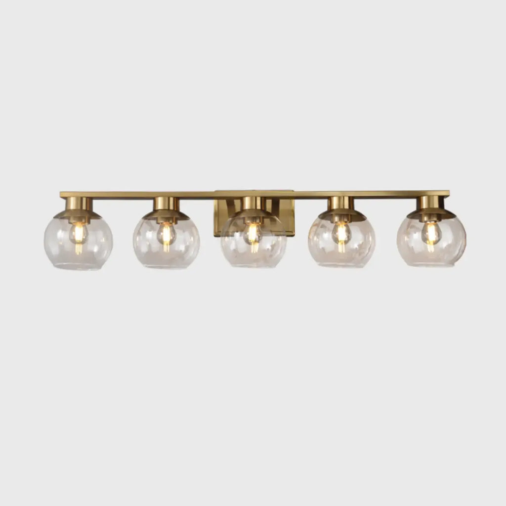 Appliques de salle de bain classiques en laiton avec abat-jour sphérique transparent