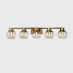 Appliques de salle de bain classiques en laiton avec abat-jour sphérique transparent