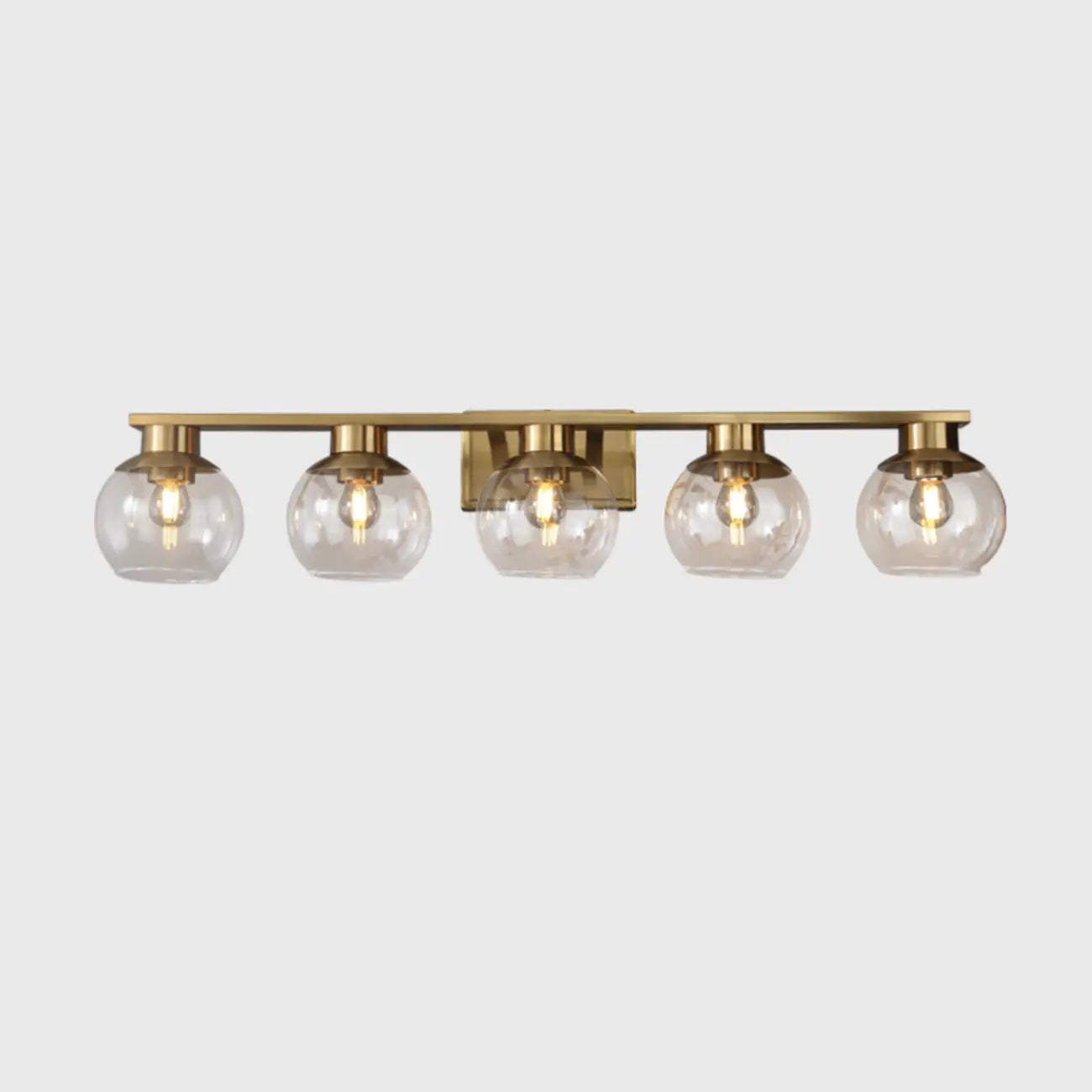 Appliques de salle de bain classiques en laiton avec abat-jour sphérique transparent
