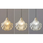 Suspension LED en verre transparent Ginkgo artistique pour salon