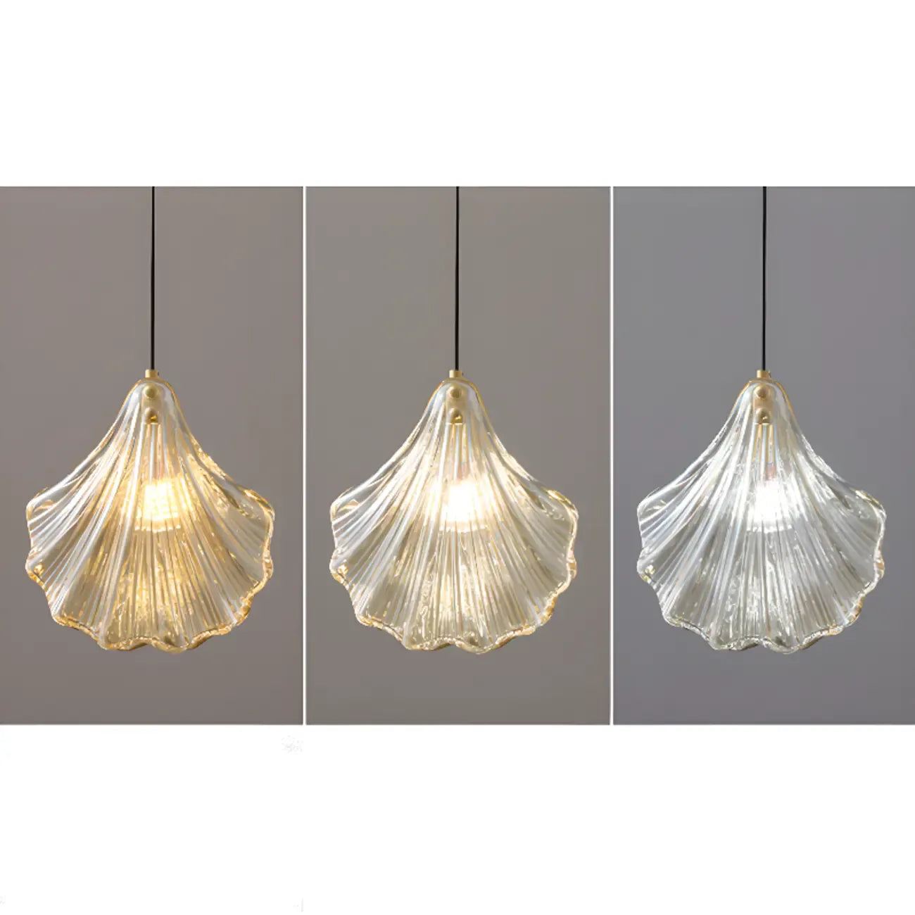 Suspension LED en verre transparent Ginkgo artistique pour salon